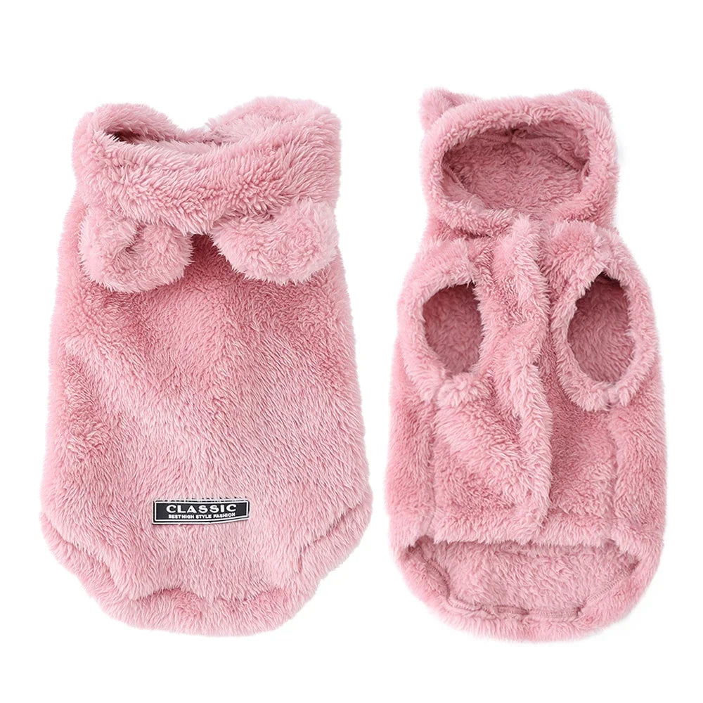 Pet Dog Soft Fleece Clothes Cute Hoodie Coat for Small Medium Dogs Cats Autumn Winter Puppy Hooded Jacket Sweater Pug Apparel