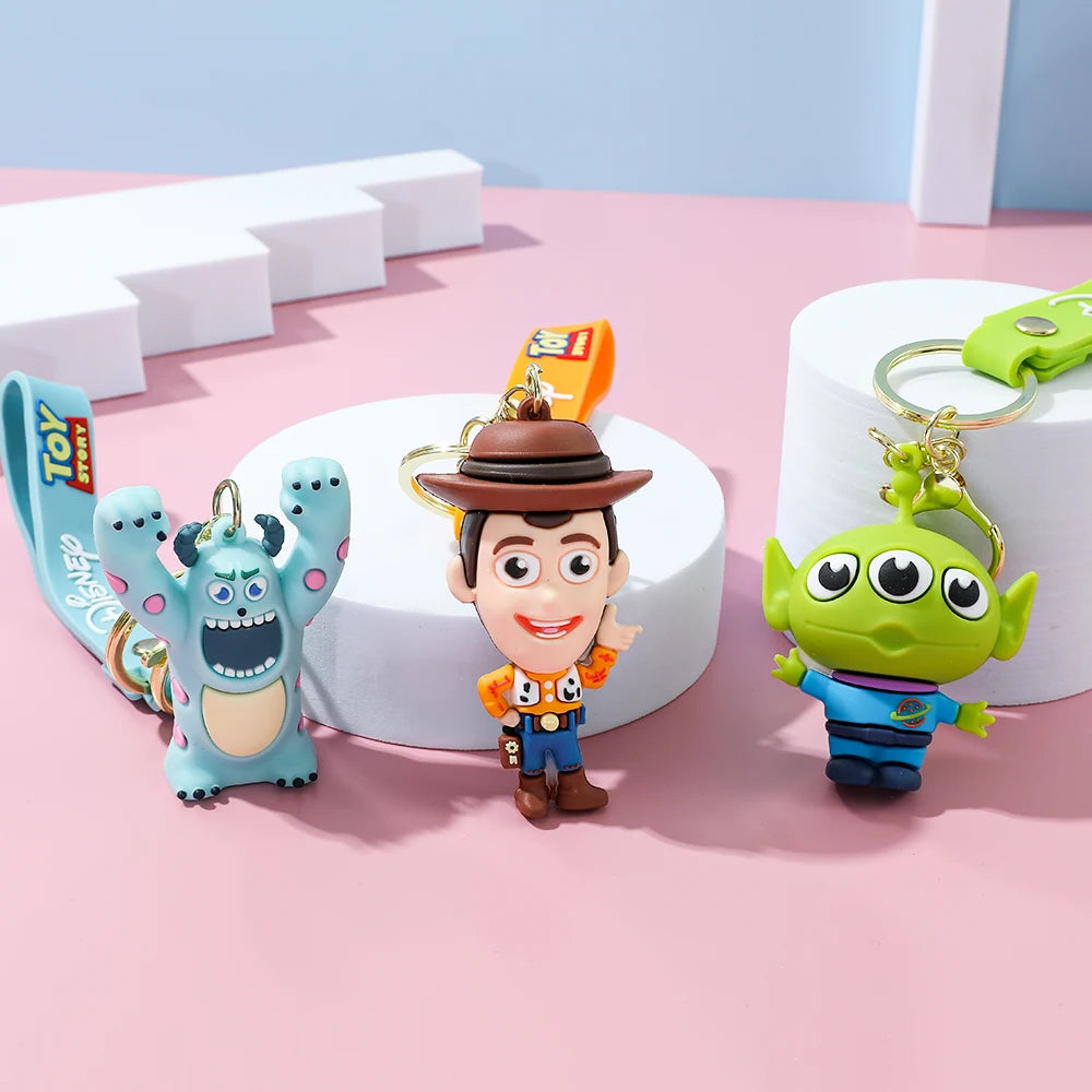 Disney 1pc or 6pcs/set Toy Story Keychain4 Woody Jessie Buzz Lightyear PVC Figures Kids Birthday Cake Bag Decoration Toy