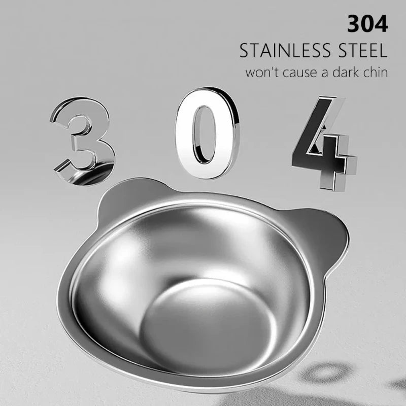 ‌304 Raised Stainless Steel Cat Bowl with 15° Elevated Design Tilted Neck Guard Healthy Feeding Shatterproof for Cats Puppies