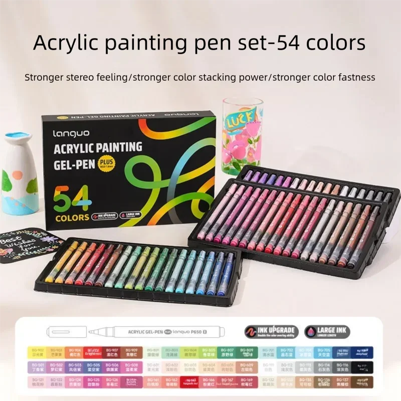 Languo 90 Colors Painting Acrylic Gel Pens Large Capacity Ink Pen for Drawing Diary Diy Coloring Doodling Painting Art Supplies