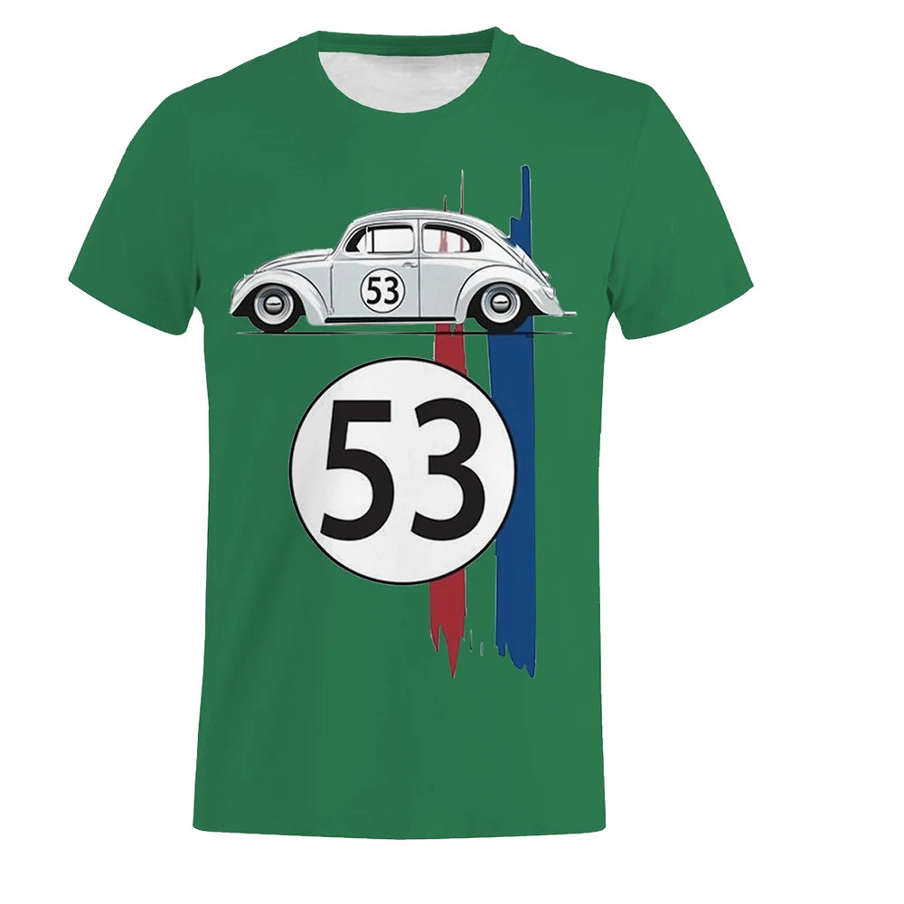 Motorcycle Beetle 53 Number T Shirt Men Car Short Sleeve Simple Herbie Tees Tshirts Rally Car Male Black Printed 3D t shirt