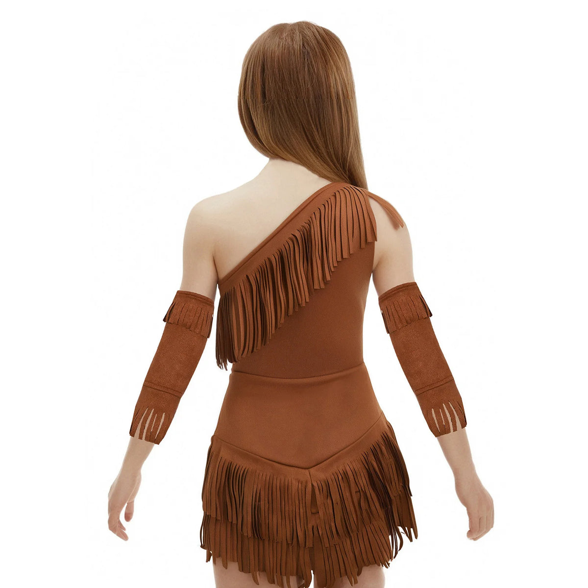 Kid Girls Indian Princess Costume Native American Outfits Fringe Suede Dress with Sleeves Halloween Cosplay Fancy Party Dress Up