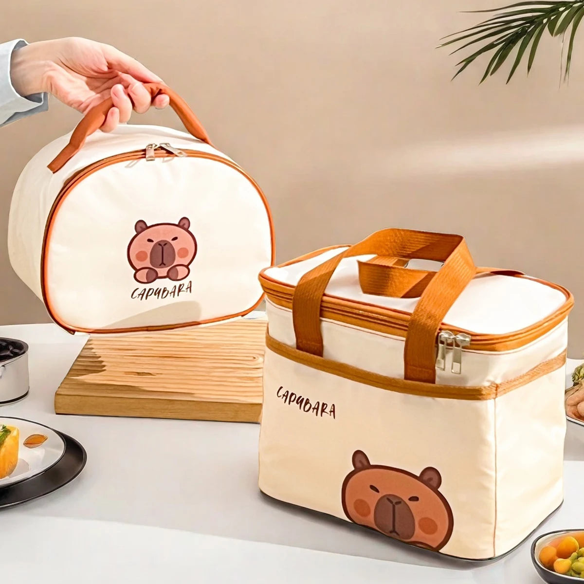 Cute Capybara Insulated Lunch Bag For Student Kid Portable Large Capacity Waterproof Food Thermal Bag Reusable Picnic Cooler Bag