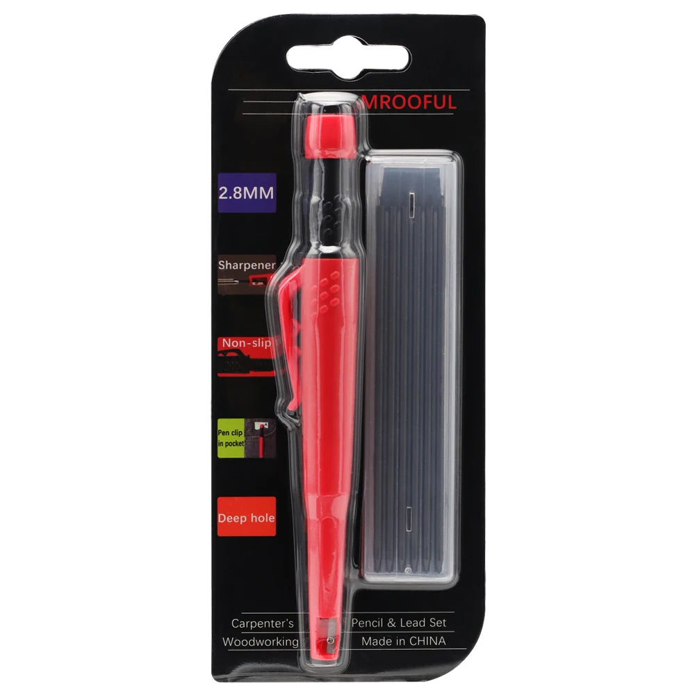 Woodworking Pencil Card Set, Deep Hole Marking and Drawing, with 2.8mm Reliable and Durable Lead, for Carpenters Engineering