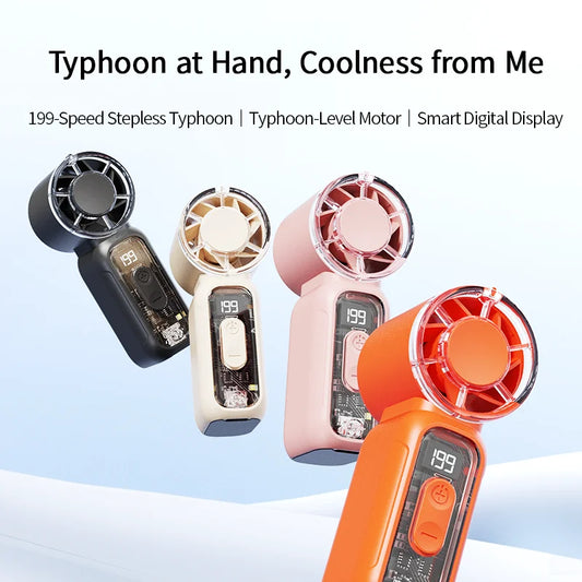 Super Mini Rechargeable Handheld High Speed Fan Powerful Wind Ultra-Quiet Fan Digital Display Pupular Summer Portable Fan
