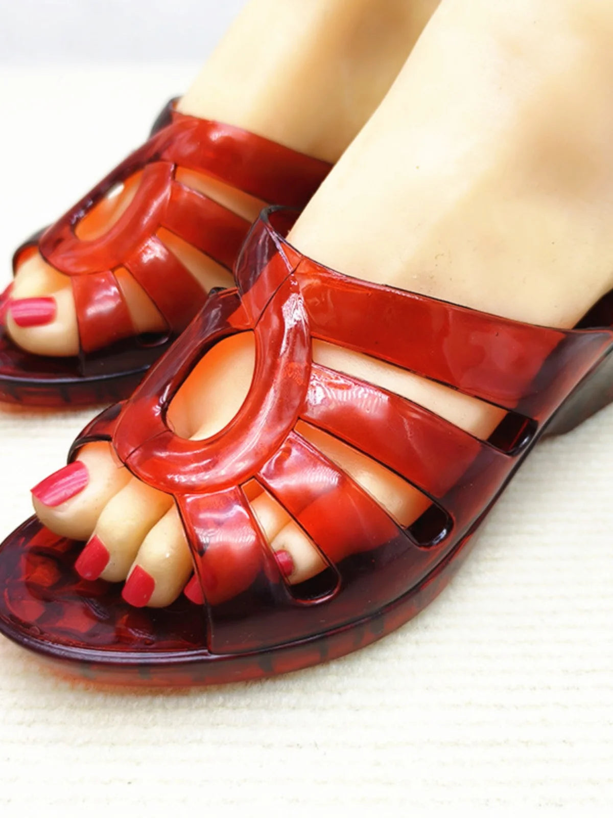 Women's Summer W Heel Jelly Sandals Transparent Comfortable Wear-Resistant Anti-Slip Waterproof Batoom Bathing Slippers...