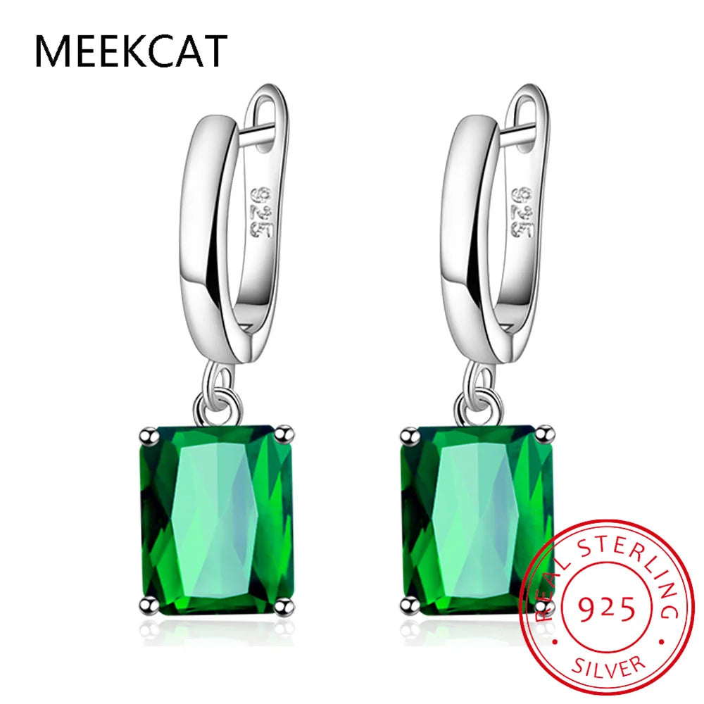Oval Genuine Natural Blue Topaz 925 Sterling Silver Drop Earrings for Women Fashion Statement Gemstone Jewelry