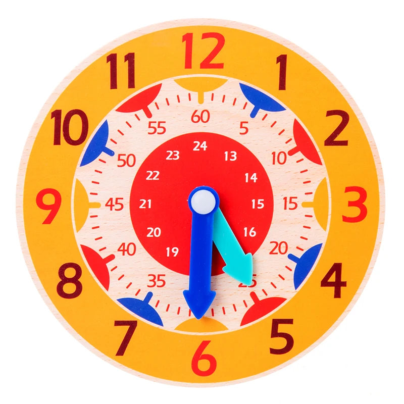 Kids Montessori Wooden Clock Toys Time Learning Teaching Aids Educational For Children Primary School Clever Board Toy