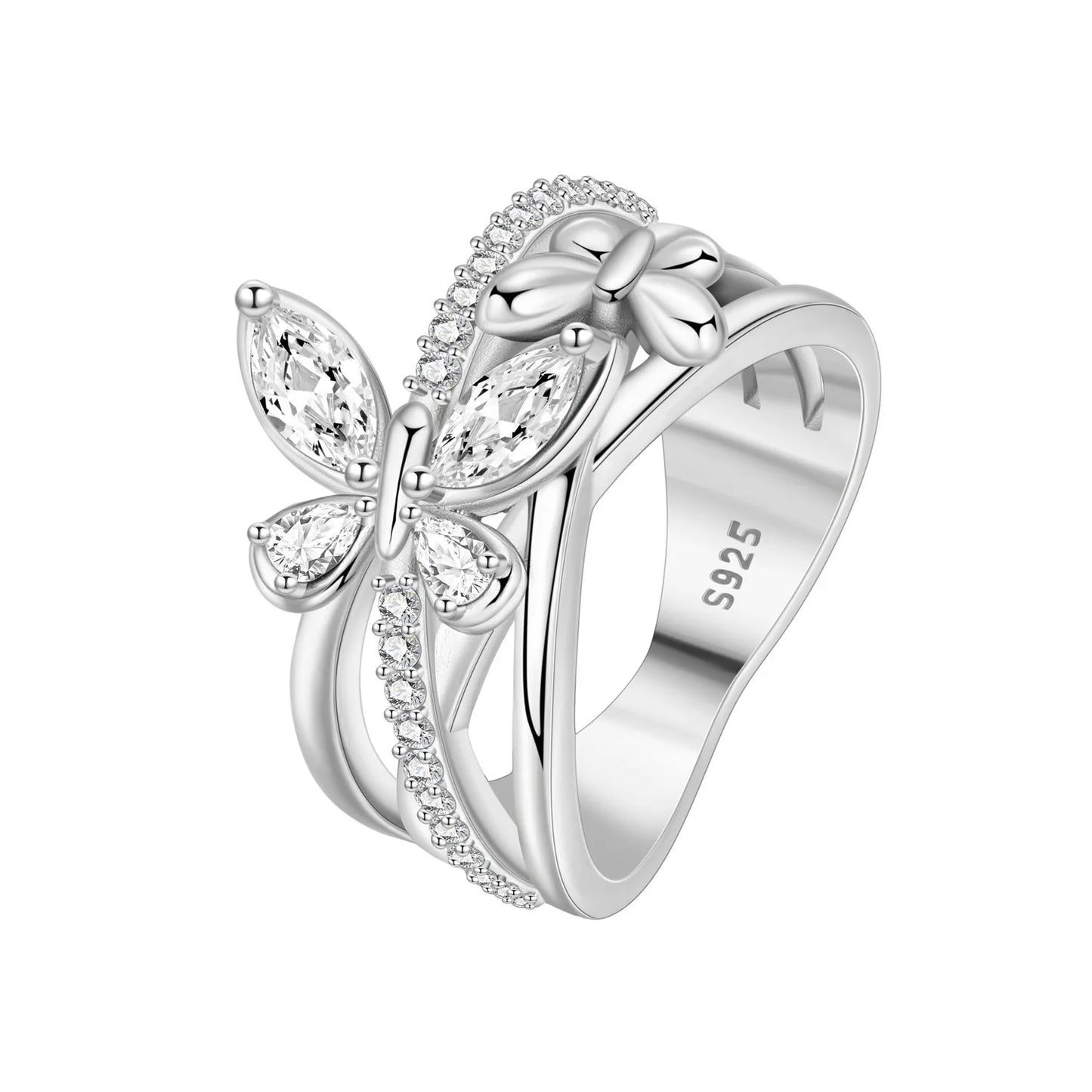 Orstarry S925 Sterling Silver Double Layered Cross Closed Ring For Women Finger Ring Personality Jewelry Party Trendy Gifts