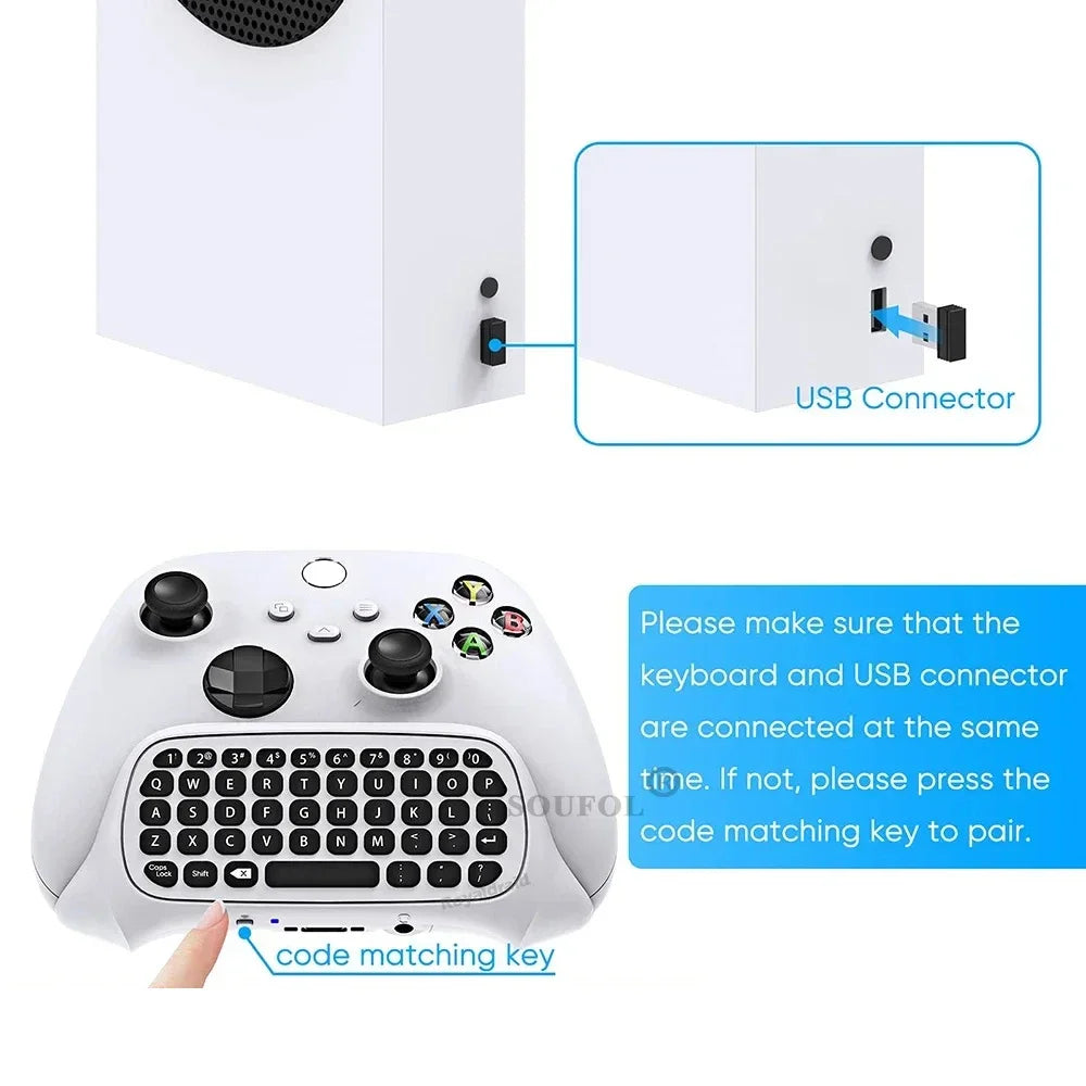 Wireless 2.4Ghz Mini Controller Keyboard Gaming Chatpad with Audio/Headset Jack for Xbox Series X/S Controller Accessories