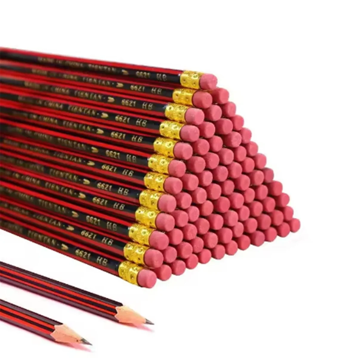 ABGV 100Pcs Sketch Pencil Wooden Lead Pencils HB Pencil with Eraser Children Drawing Pencil School Writing Stationery