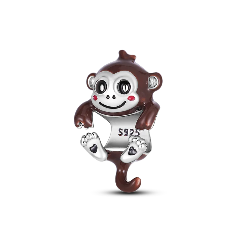 925 Silver elephant lion rhinoceros dinosaur Animal Charms Beads Fit 4MM hole diamet Bracelets Fine DIY Christmas Jewelry Gifts