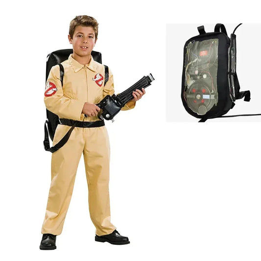 Kids Ghost Hunter Costume – Jumpsuit with Toy Accessories & Bag, S–XL