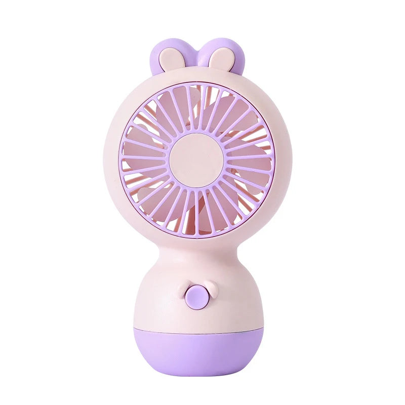 Cute Cartoon Rabbit Ear Desktop Fan USB Rechargeable Handheld Fan Summer Cooling Gift for Kids Children Home Office Rechargeable