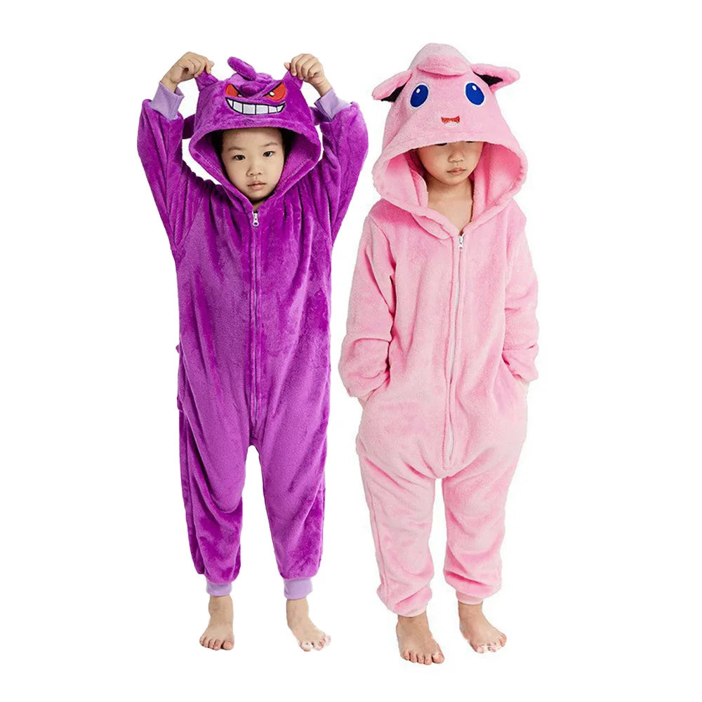 Gengar Jigglypuff Costume Boy Girl Pokemon Cosplay Anime Kigurumis Onesie Pajama Halloween Festival Suit Winter Flannel Outfit