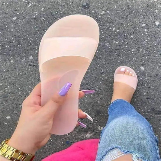 Large Size Women's Sandals  Independent Station WISH Crystal Jelly Slippers Casual Style Polyester Inner Material
