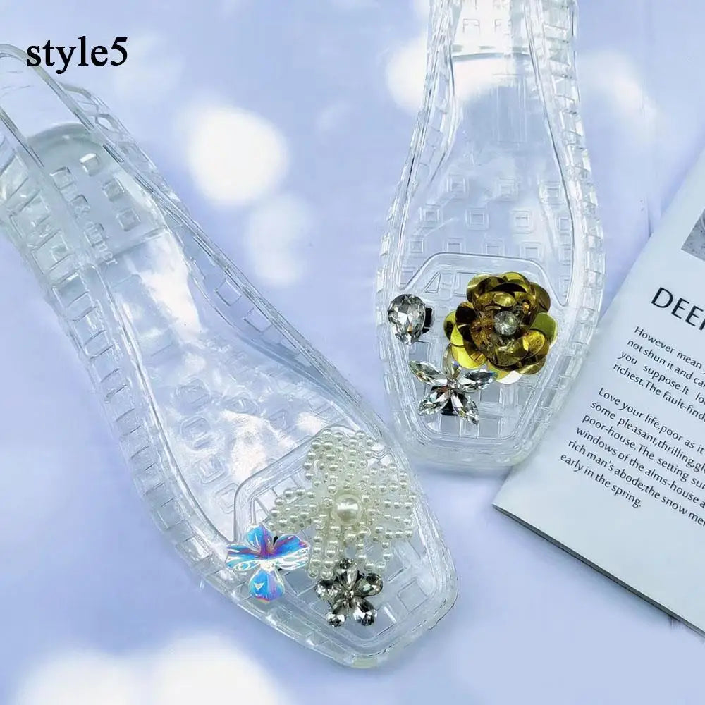 Dopamine Handcrafted Beaded Jelly Shoes Charms Sandals Accessory Decorative Bead Tassel Slippers Buckles Detachable Shoe Flower