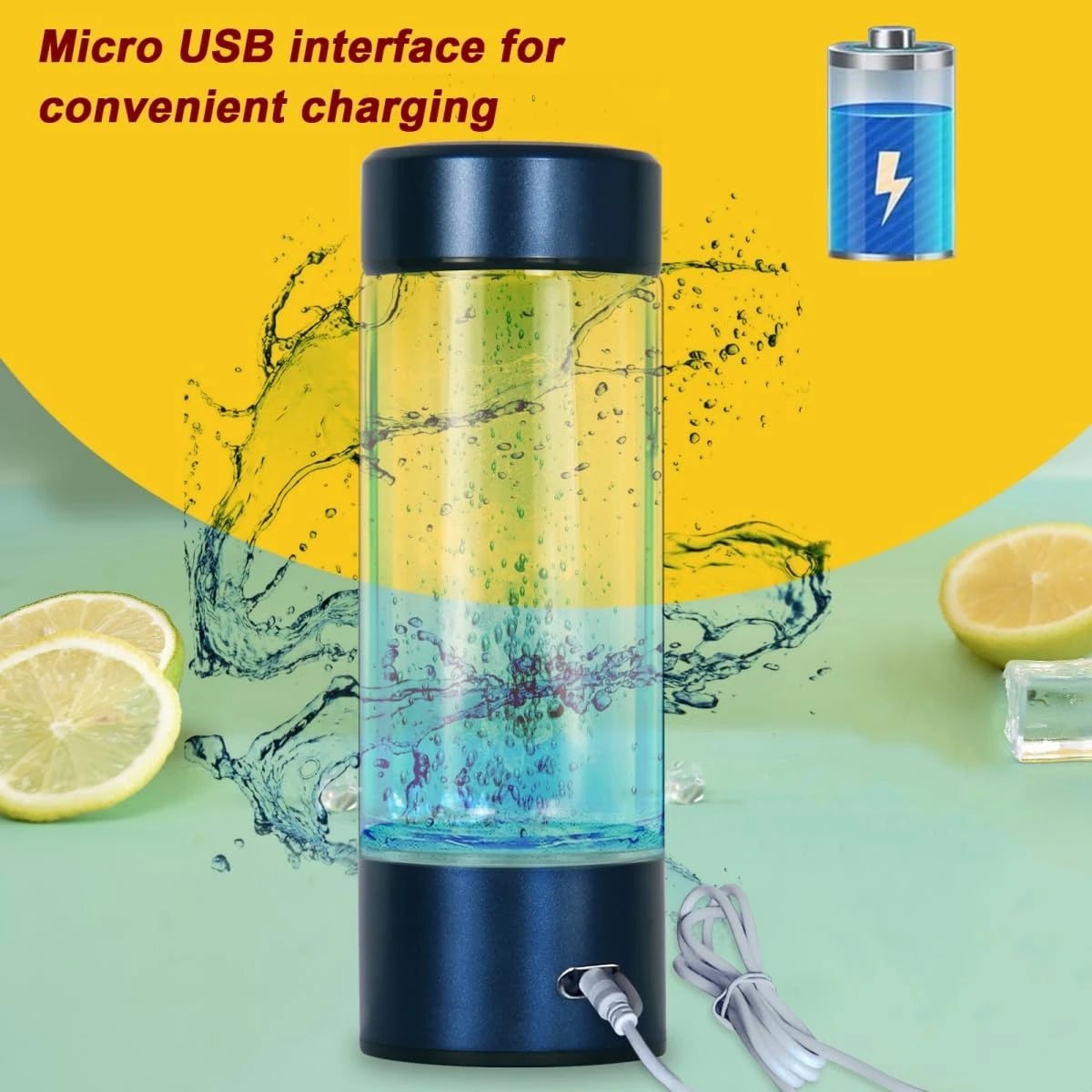 Rechargeable Rich Hydrogen Water Bottle Sports Cup Hydrogen Oxygen Separation SPE PEM Water Lonizer Bottle for Health Wellness