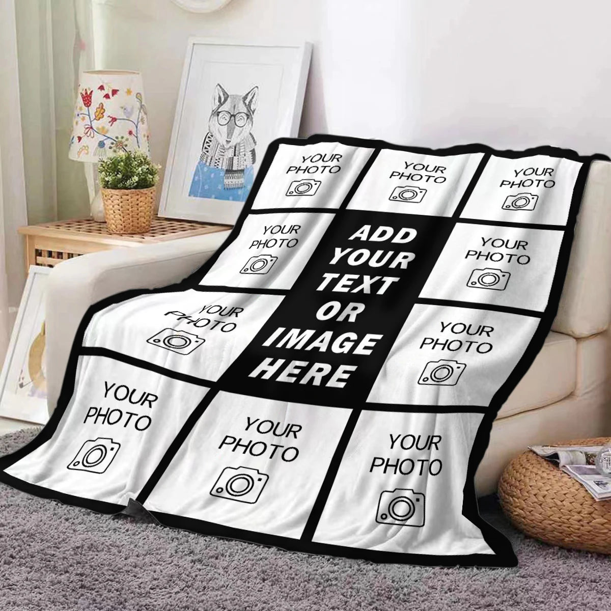 1pc Personalized picture and text customized blankets, gift blankets tailored for children, parents, lovers, lovers, and friends