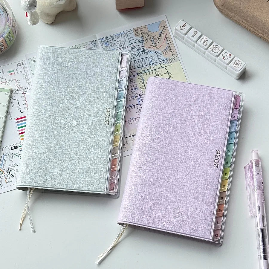 Calendar Notebook Diary 2026 Planner with Rainbow Index Cortical Schedule Handbook High Value Monthly Weekly Plan Work Notes
