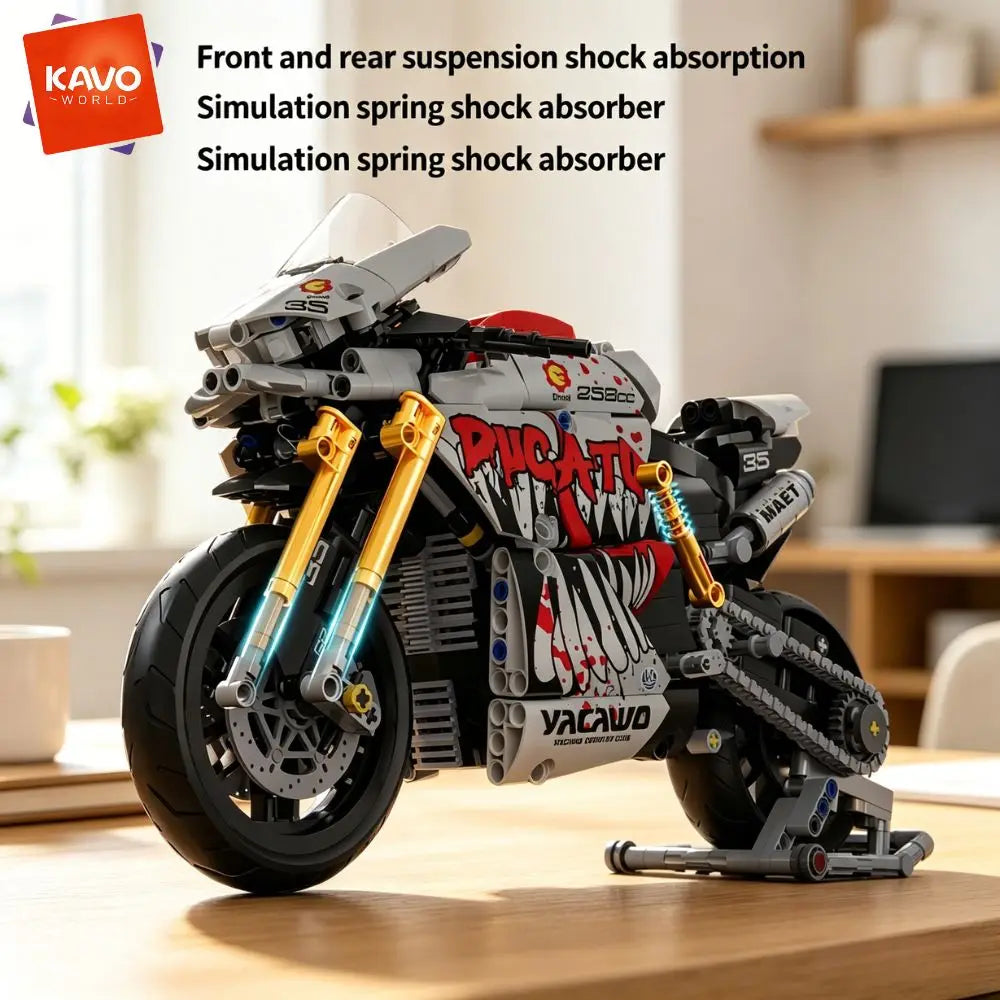 KAVOWORLD High-Tech V4 Racing Motorcycle Building Toy Set STEM Assembly Super Motorbike Model Building Blocks Toy Gift for Teens