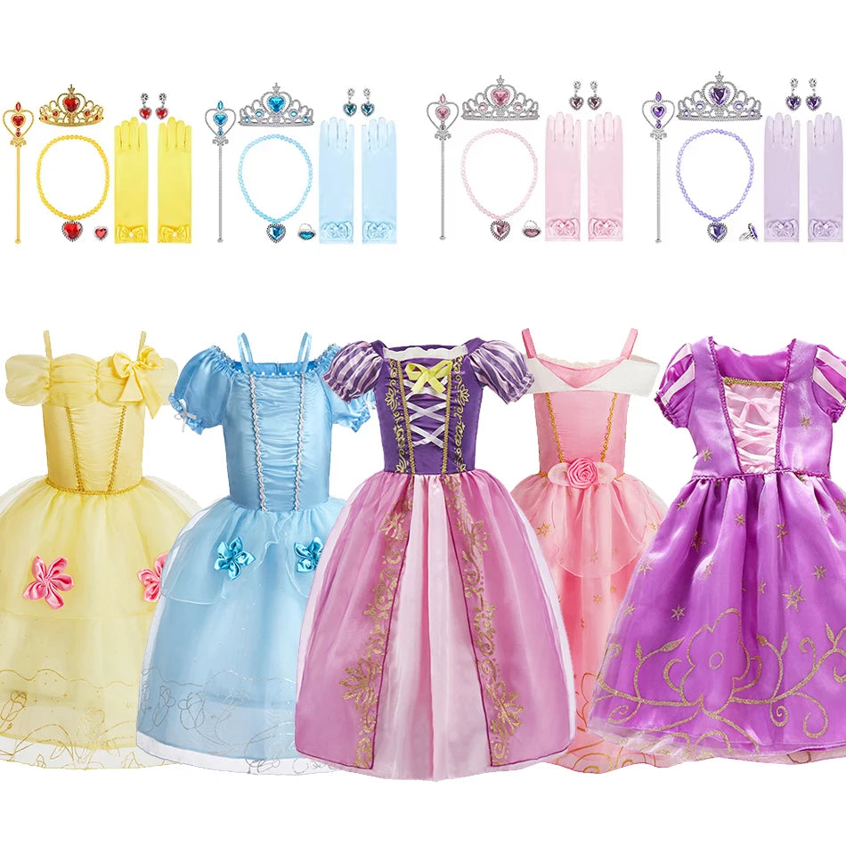 Baby Girl Rapunzel Costume Children Sleeping Beauty Belle Sofia Dress Kids Halloween Carnival Party Princess Dress Girl Disguise