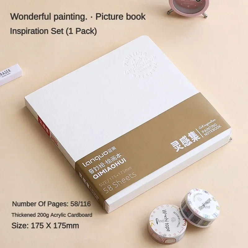 58 Sheets Borrence Drawing Notebook Sketchbook Handheld Portable Watercolor Coloring Book Oil Paint Gouache Notepad Stationery