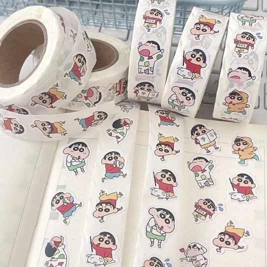 500pcs,Crayon Shin-chan Theme,roll Stickers,creative Sand Sculpture Stickers,cartoon Fun DIY Decorative Stickers Children's Toys
