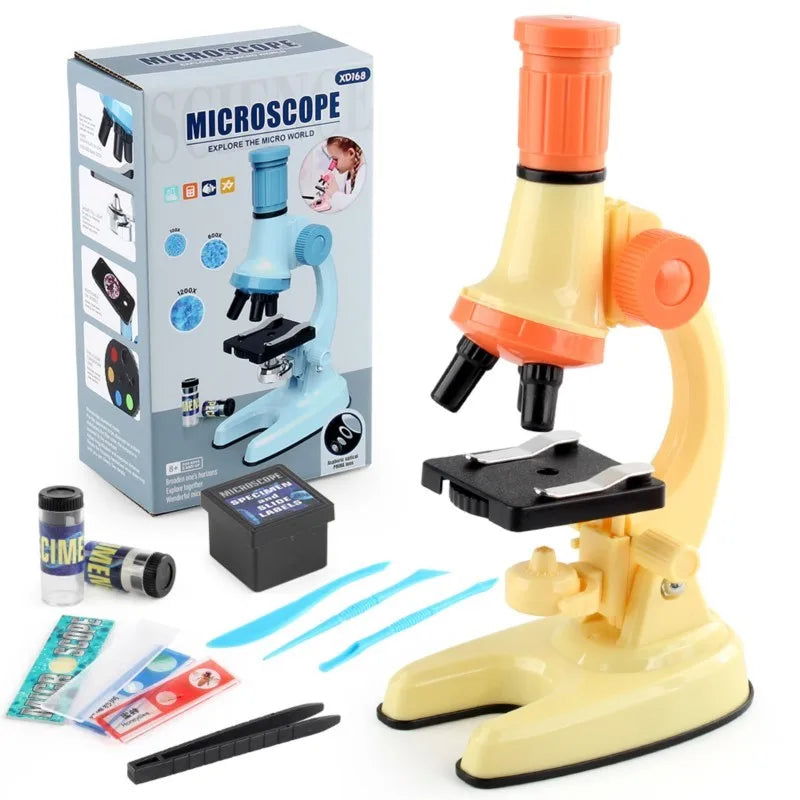 Kids Science Microscope LED Light HD Educational STEM Toy Tool Children Birthday Gift Laboratory Science Experiment