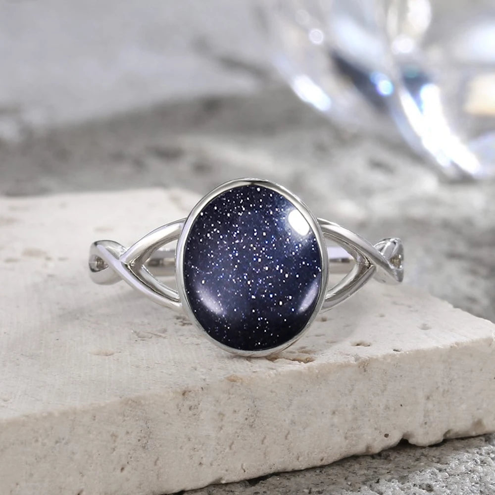 S925 Sterling Silver Moonstone Rings Simple Summer Rings Natural Stone With Blue Light Party Gifts Fine Jewelry Rings For Women