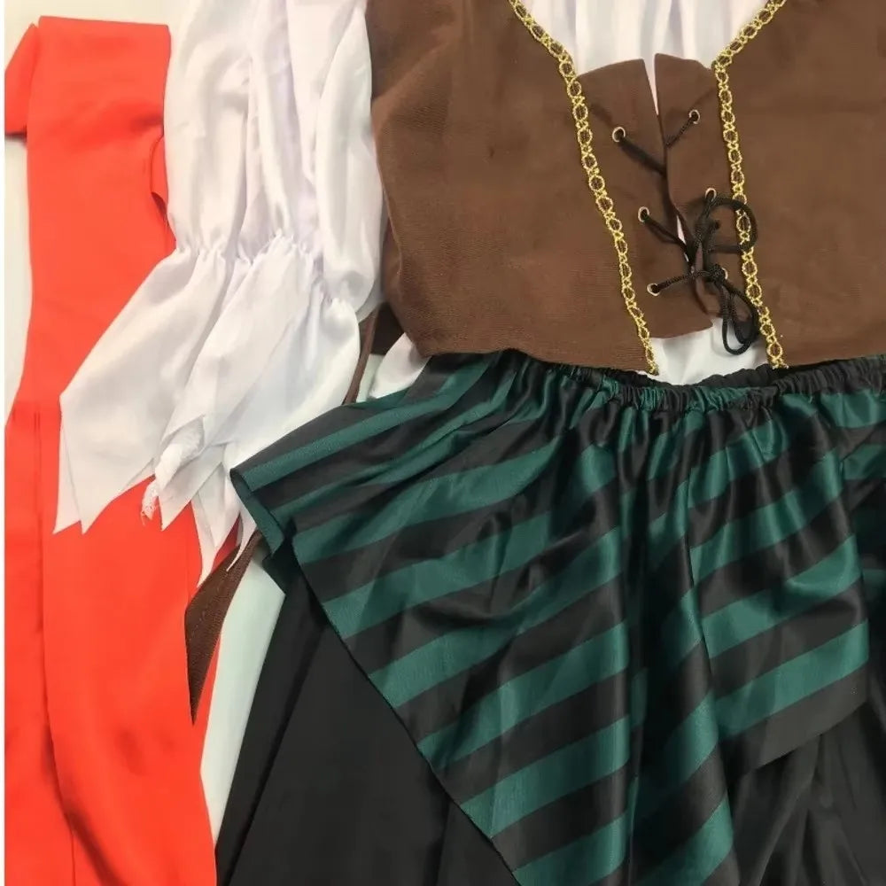Carnival Halloween Caribbean Pirates Couple Costume Captain Huntress Clubwear Play Suit Cosplay Fancy Party Dress