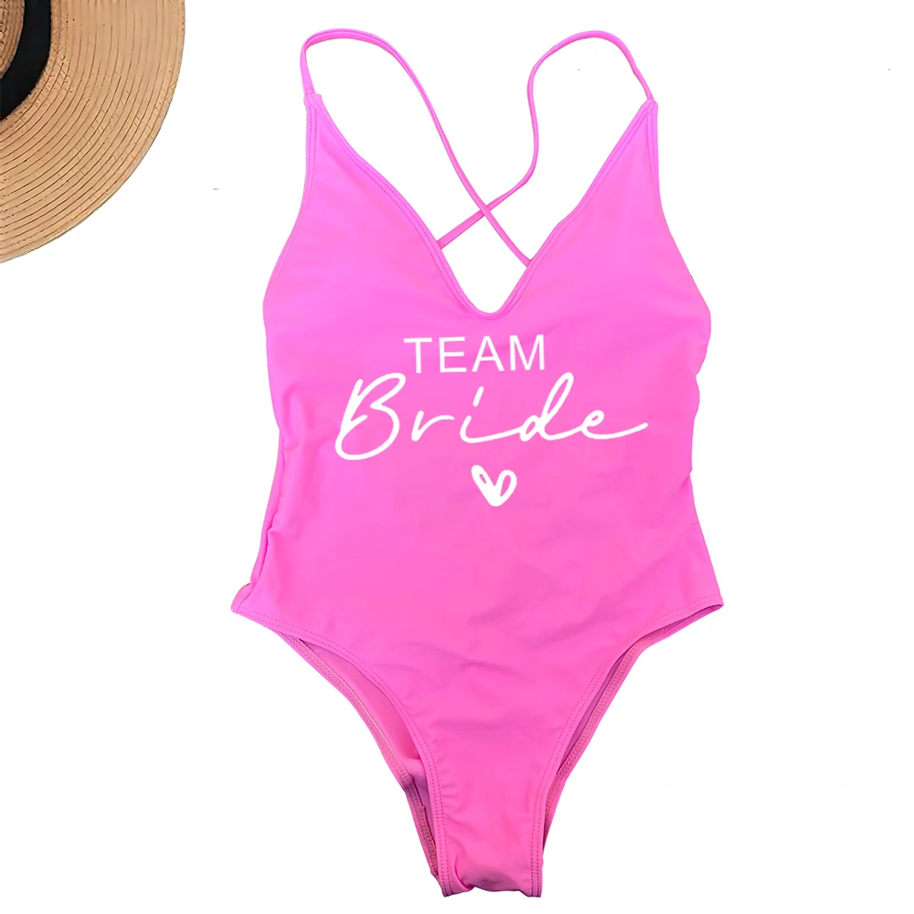 Sexy Padded One Piece Swimsuit Women Team Bride Swimwear Bikini Summer Bathing Suit Plus Size Beachwear Bachelorette Party Lady
