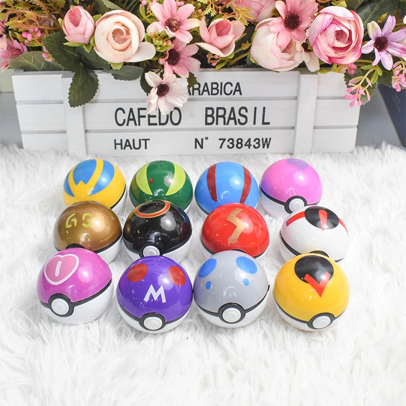 12Pcs/Set Pokemon OPP Bagged Pokeball Pikachu Action Figure Game Pocket Monster Genie Ball Model Anime Cartoon Dolls Toy Gifts