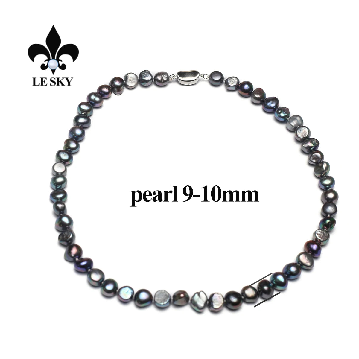LE SKY Natural Freshwater Pearl Set Potato Shape Elasticity Pearl Bead Bracalet Necklace Earrings Wedding Party Accessories 8-9