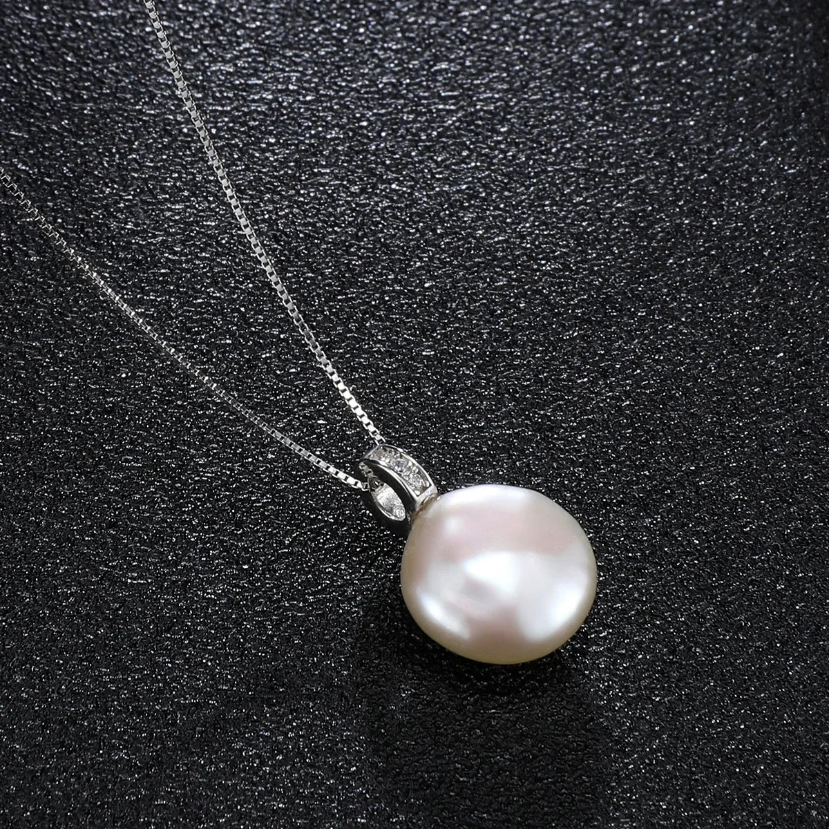 YWYC S925 Sterling Silver Necklace Natural Freshwater Pearl 12 -13mm Baroque Button Pendant Necklace for Women Fine Jewelry