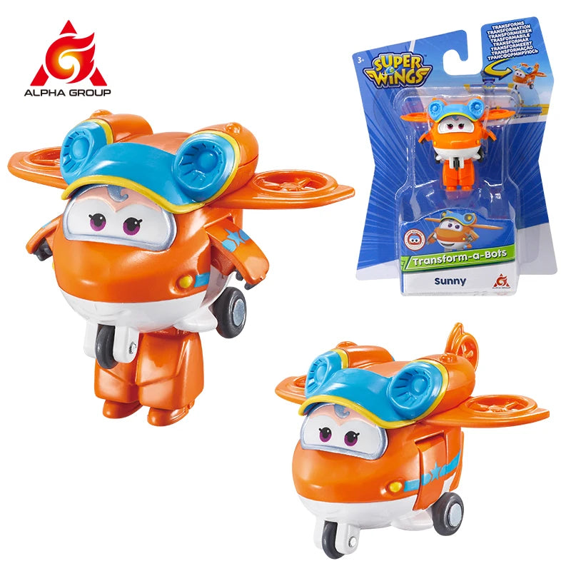 Super Wings Mini Dizzy Transform Robot to Plane in 3 Steps 2 Inches Deformation Action Figures 2Modes Transforming Kid Toy