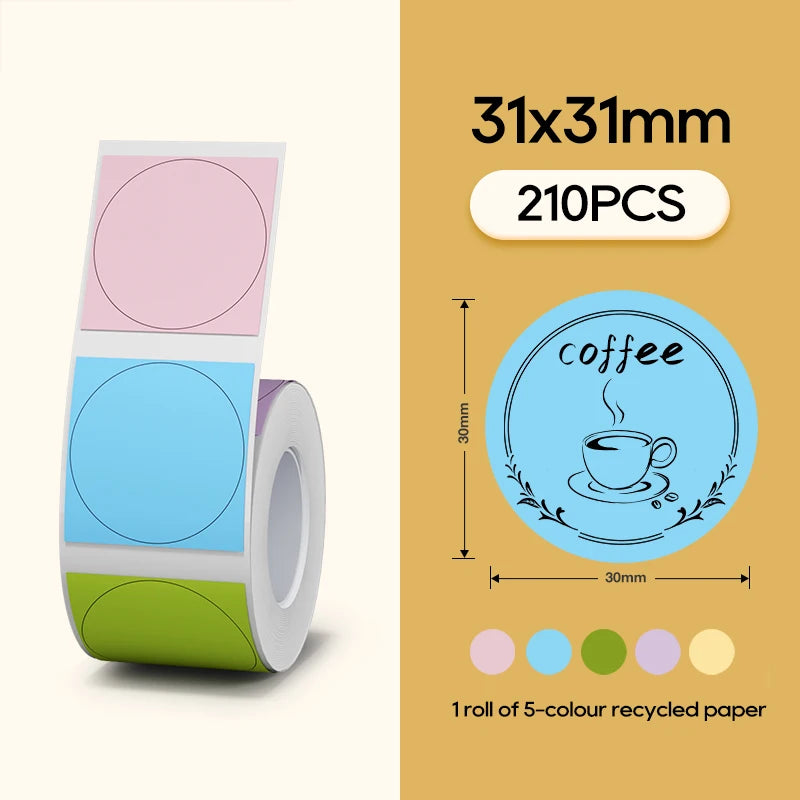 Niimbot Official Label Paper Roll Round White Transparent Sticker Paper Rolls for B21 B1 B203 Label Machine Printer