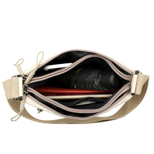 Women's Large Capacity Nylon Crossbody Bag -3 Main Pockets Spacious Shoulder Purse for Shopping & Daily Use