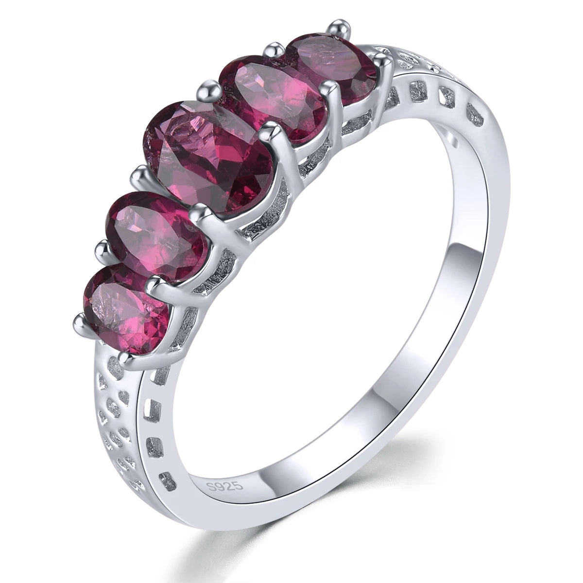 Natural Rhodolite Garnet Solid Sterling Silver Rings 2 Carats Genuine Rose Garnet S925 Fine Jewelrys Romantic Classic Gifts