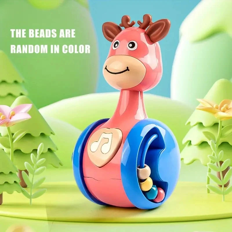Sliding Deer Baby Tumbler Rattle Learning Education Toys Newborn Teether Infant Hand Bell Mobile Press Squeaky Roly-Poly Toy