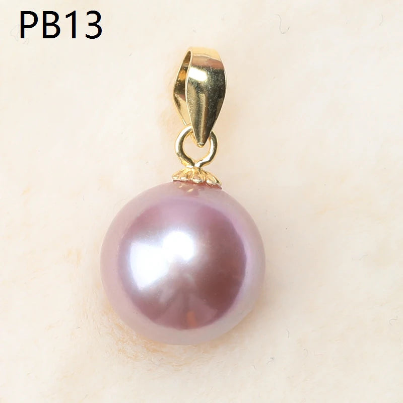 Natural Colorful 9-10mm Edison Round Light Slight Flaw Freshwater Pearl S925 Sterling Silver Simple Buckle Pendant Jewelry Gifts