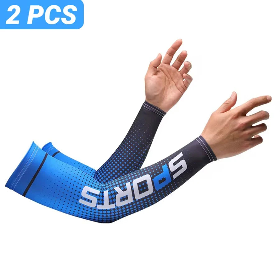 Summer Fashio Sunscreen Ice Silk Sleeve UV Sun Protection Cooling Anti-Slip Arm Sleeves Men Women Outdoor Sport Cycling
