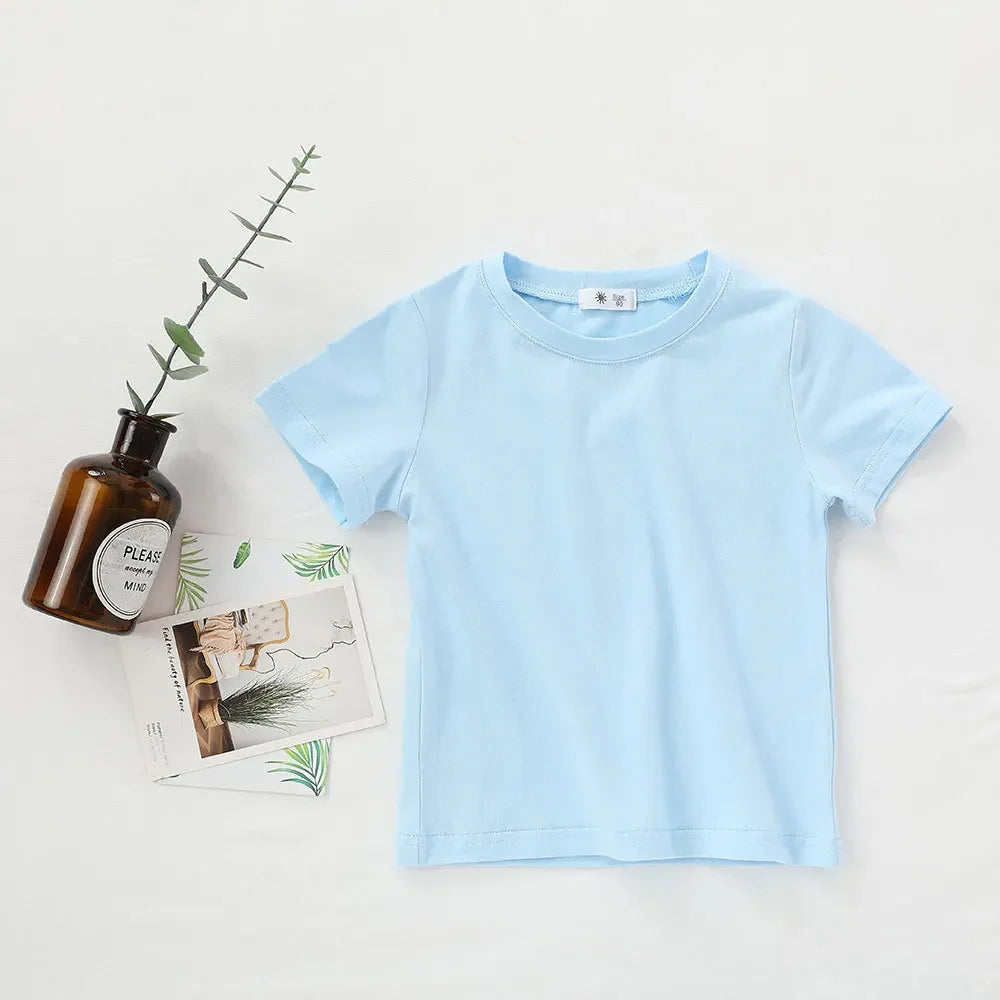 2-7T Toddler Kid Tshirt Summer Cotton Baby Boy Girls Clothes Short Long Sleeve Tee Top Casual Infant T Shirt Childrens Outfit