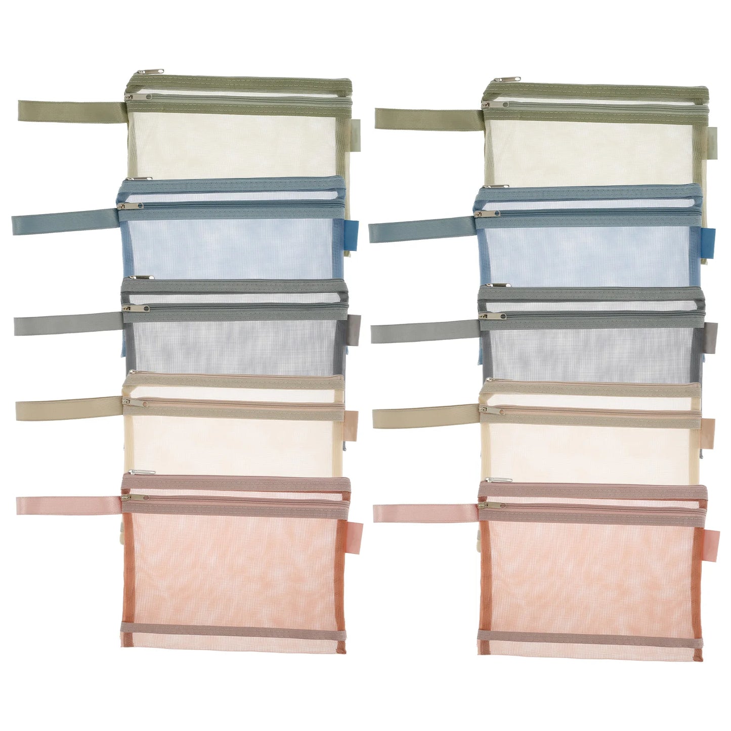 10 Pcs Double Layer Mesh Zipper Folder File Pouch A4 Paper Stationery Storage Bag School Office Supplies Organizer
