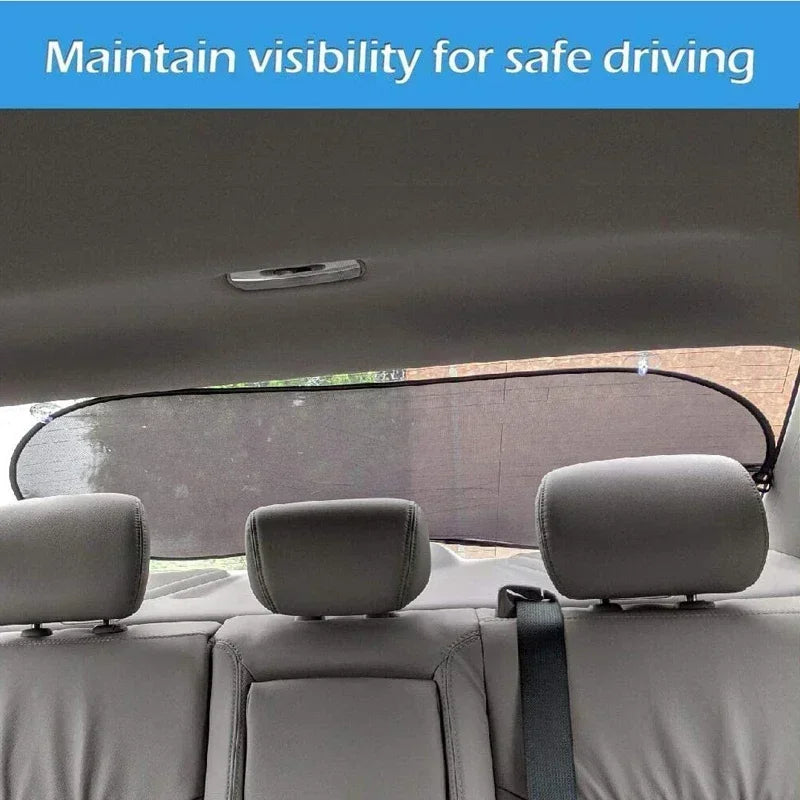 100x50cm UV Protection Folding Car Rear Window Sunshade - Universal Mesh Visor with Suction Cups, Summer Essential