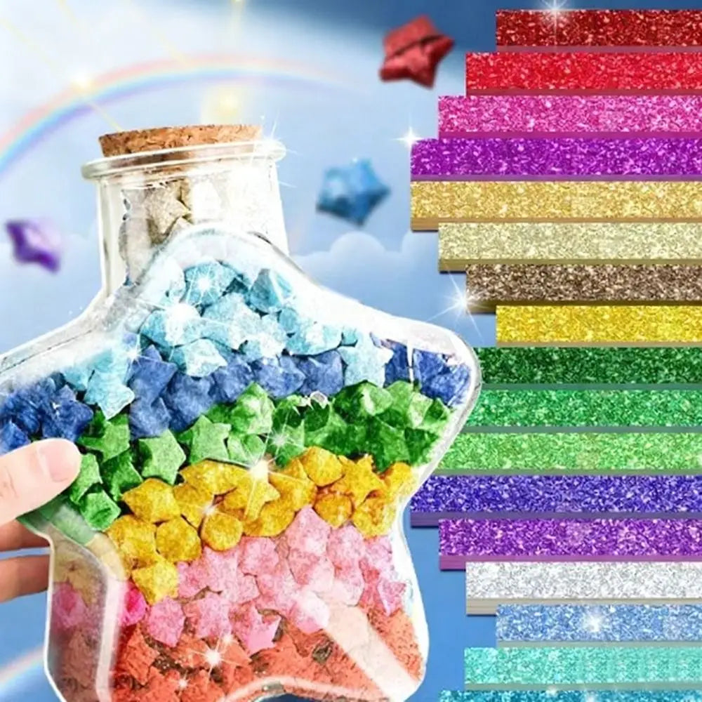 540 Sheets Colorful Star Origami Paper Single Sided Art Craft Star Paper Strip Best Wishes Cartoon Lucky Star Origami Kids Gift