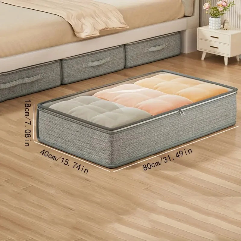 Large Under-Bed Storage Boxes,Stackable Durable Non-Woven Fabric Clothes Organizer Bins ,Ideal for Bedroom Wardrobe Organization
