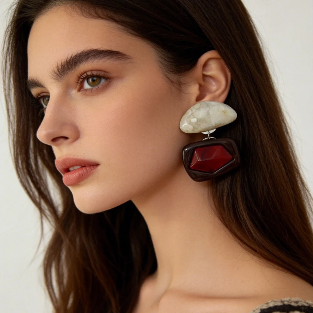 Vintage Summer Resin Drop Earrings For Women Acrylic Geometric Earrings Jewelry Gifts Accessories