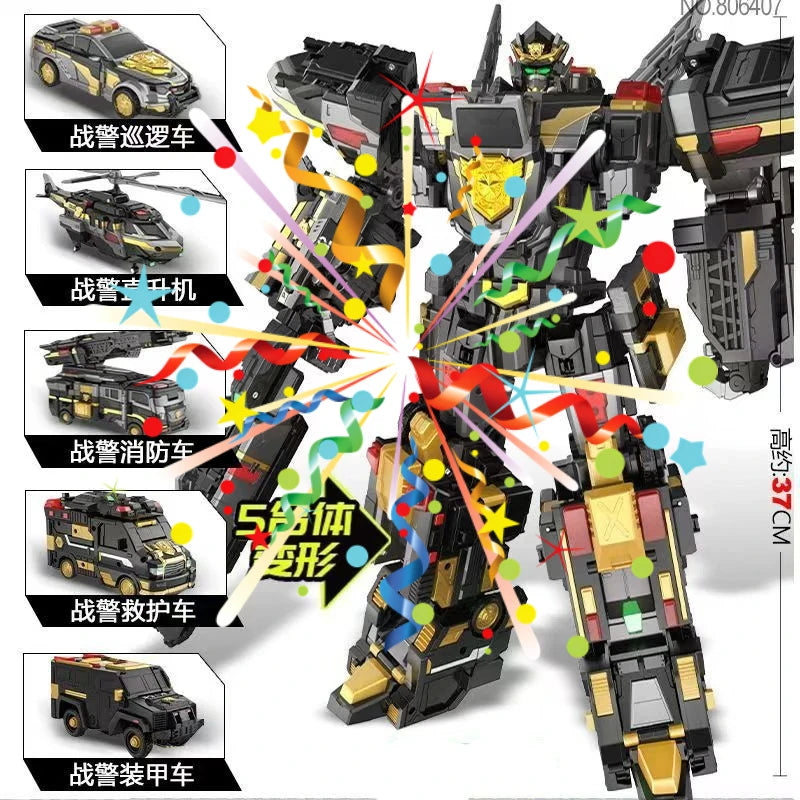MiniForce 5 In 1 Super Cops JUSTICE TITAN 5-Vehicle Combine Transformation Robot Model Mini Force Deformation Action Figure Toys