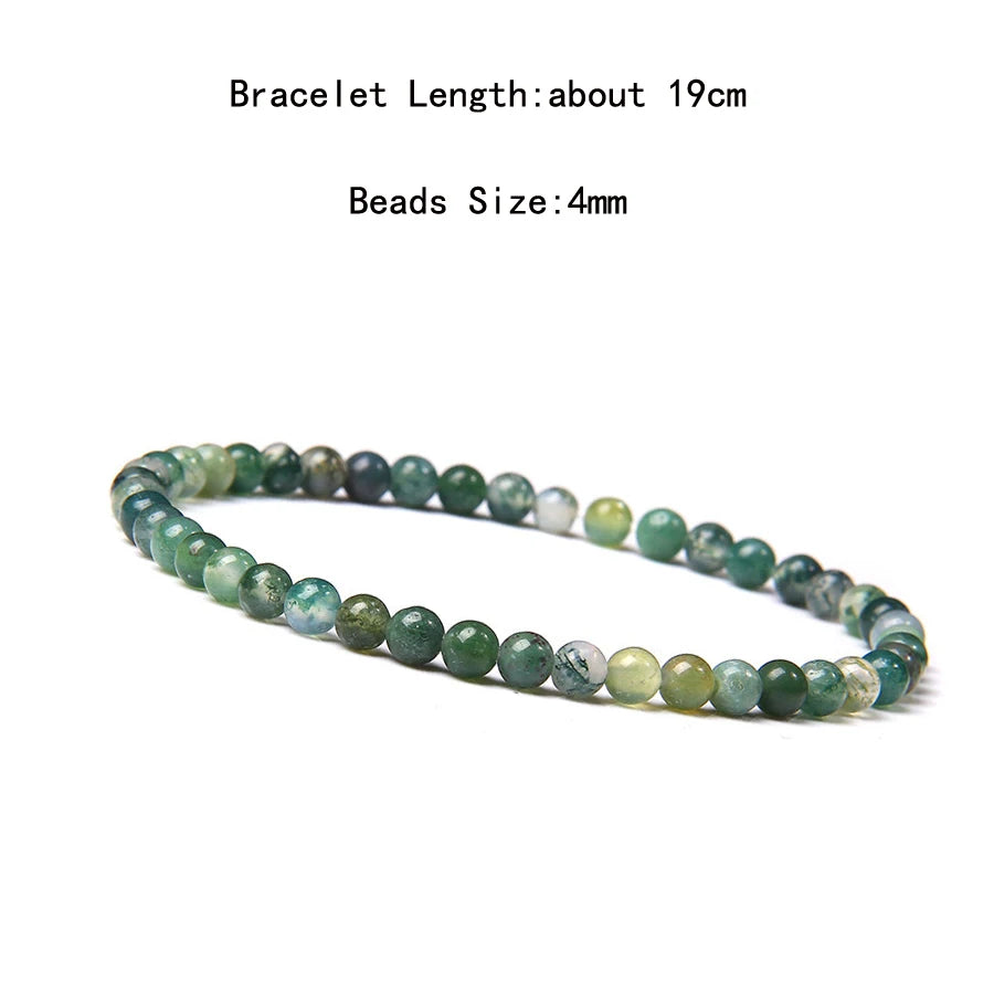 4mm Quartz Agate Bead Natural Stone Beaded Bracelet Lava Rock Tiger Eye Black Onyx Crystal Women Men Yoga Healing Chakra Jewelry